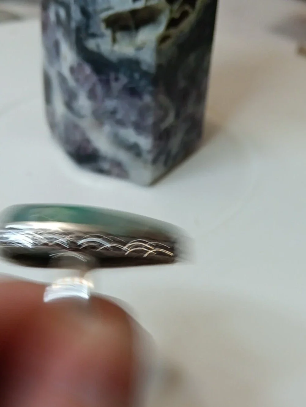 Teardrop Green Gemstone Ring